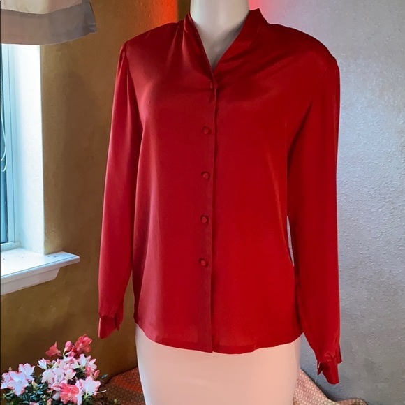 Red Vintage Pendleton covered button‎ blouse - Picture 1 of 11